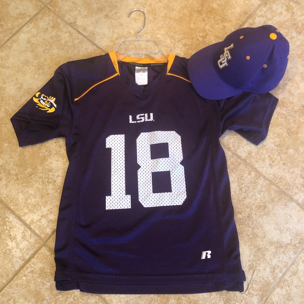 Youth Medium LSU Jersey and Ball Cap